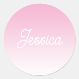 (Bewerkbare) Licht Roze Kleur Ombre & Uw Tekst Ronde Sticker