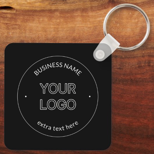 Bewerkbare Logo Vervanging & Bedrijfsnaam | Zwart Sleutelhanger (Achterkant)