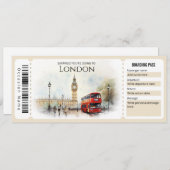 Bewerkbare London Plane Boarding Pass Ticket Kaart (Voorkant / Achterkant)