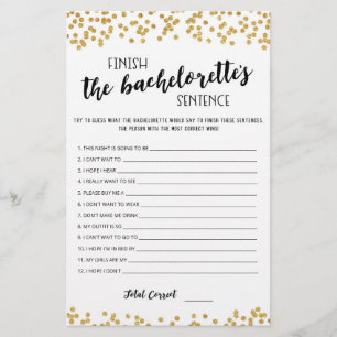 Bewerkbare Maak de zin van de Bachelorette af spel