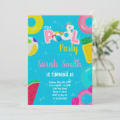 Bewerkbare Magische Zomer Zwemfeest Uitnodiging (Staand voorkant)