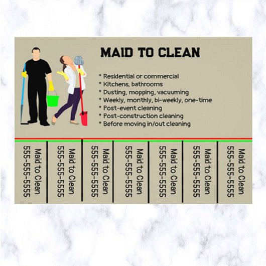 Bewerkbare maid services Telefoonnummer Flyer