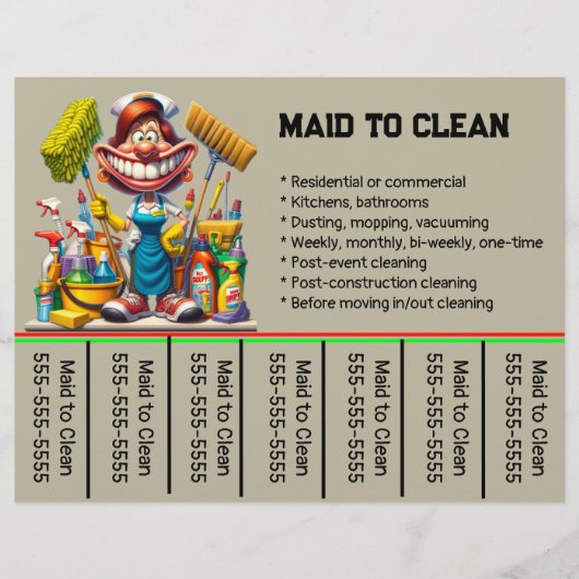 Bewerkbare Maid to Clean Services Telefoonnummer F Flyer (Voorkant)
