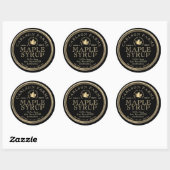 Bewerkbare Maple Syrup Fancy Border Zwart en Goud Ronde Sticker (Vel)