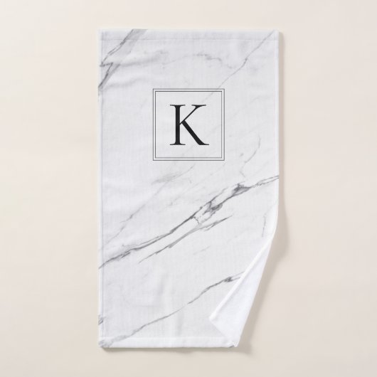 Bewerkbare Marmeren Monogram Handdoek (Handdoek)