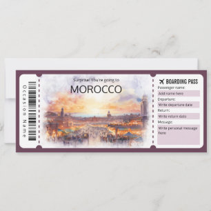 Bewerkbare Marokko Boarding Pass Vliegticket Kaart