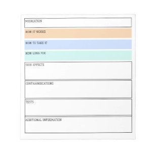 Bewerkbare medicatie Samenvatting voor medische st Notitieblok