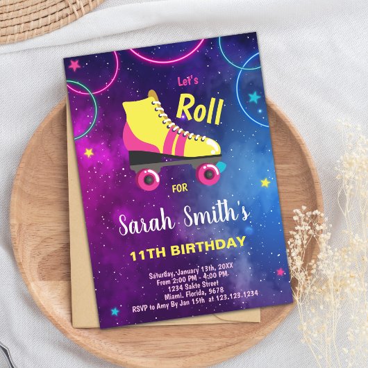 Bewerkbare Meisjes Schaats Uitnodiging