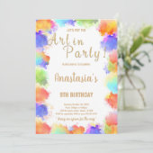 Bewerkbare Meisjes Schilderen Party Kaart met Rain (Staand voorkant)