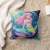 Bewerkbare Mermaid Square Pillow – Rainbow Tail Kussen (Deken)