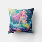 Bewerkbare Mermaid Square Pillow – Rainbow Tail Kussen (Achterkant)