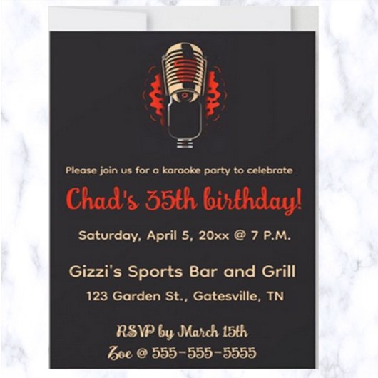 Bewerkbare Microfoon Uitnodiging Karaoke Feestje