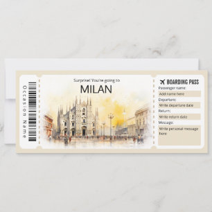 Bewerkbare Milan Boarding Pass Italia Vliegticket Kaart