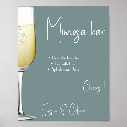 Bewerkbare Mimosa-balkteken afdrukbaar Poster (Voorkant)