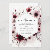 Bewerkbare minimalistische Bourgondische bruiloft Save The Date (Voorkant / Achterkant)
