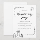 Bewerkbare minimalistische housewarming party kaart (Voorkant / Achterkant)