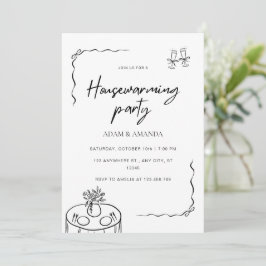 Bewerkbare minimalistische housewarming party kaart