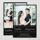 bewerkbare moderne bruiloft Nodig Kaart Fotocollag (Voorkant / Achterkant)