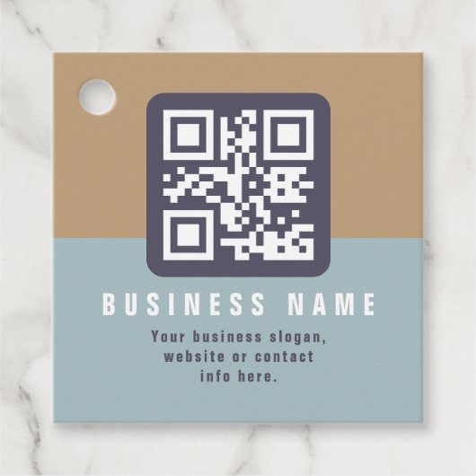 Bewerkbare moderne QR-code Sjabloon | Kleuren gede Bedankjes Labels (Voorkant)