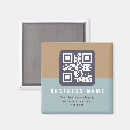 Bewerkbare moderne QR-code Sjabloon | Kleuren gede Magneet (Voorkant / Achterkant)