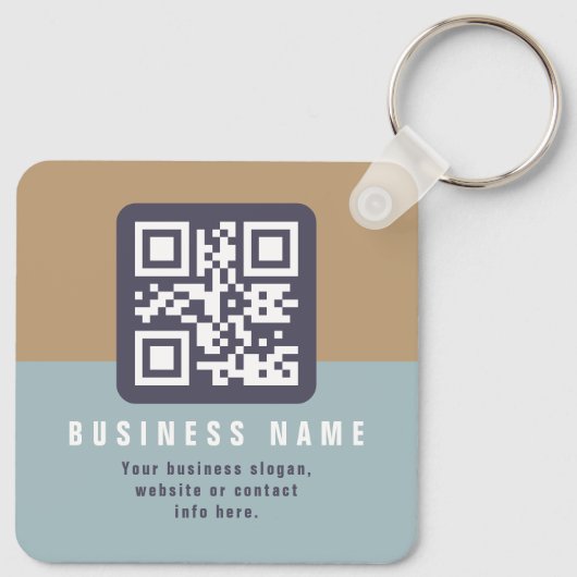 Bewerkbare moderne QR-code Sjabloon | Kleuren gede Sleutelhanger (Achterkant)