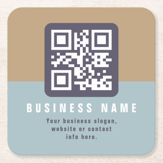 Bewerkbare moderne QR-code Sjabloon | Kleuren gede Vierkante Kartonnen Onderzetter (Voorkant)