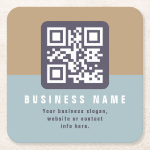 Bewerkbare moderne QR-code Sjabloon   Kleuren gede Vierkante Kartonnen Onderzetter