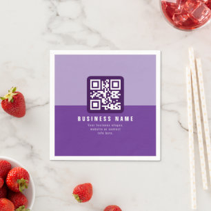 Bewerkbare moderne QR-code Sjabloon Paars Servet