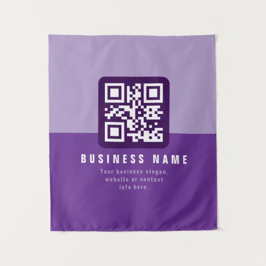 Bewerkbare moderne QR-code Sjabloon | Paars Wandkleed (Voorkant)