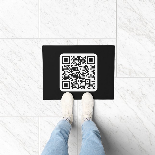 Bewerkbare moderne QR-code | Zwart wit of elke kle Deurmat (Binnen)