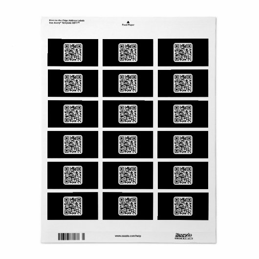 Bewerkbare moderne QR-code | Zwart wit of elke kle Etiket (Full Sheet)