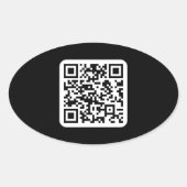 Bewerkbare moderne QR-code | Zwart wit of elke kle Ovale Sticker (Voorkant)