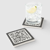 Bewerkbare moderne QR-code | Zwart wit of elke kle Stenen Onderzetter (Zijkant)