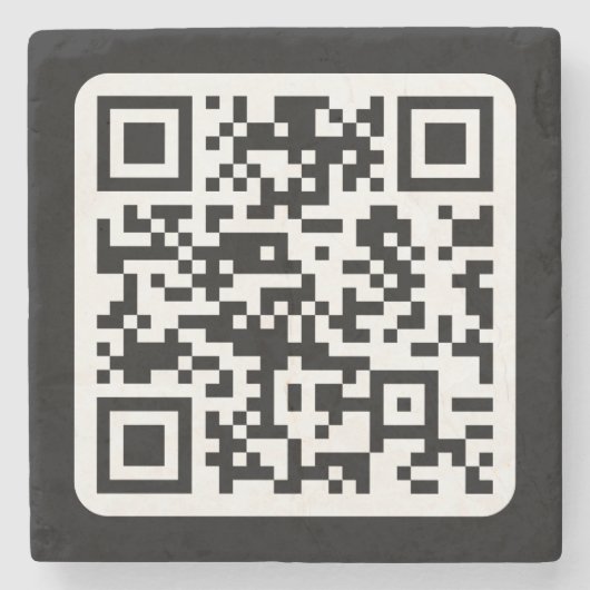 Bewerkbare moderne QR-code | Zwart wit of elke kle Stenen Onderzetter (Voorkant)