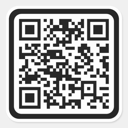 Bewerkbare moderne QR-code | Zwart wit of elke kle Vierkante Sticker (Voorkant)