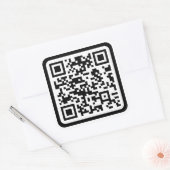 Bewerkbare moderne QR-code | Zwart wit of elke kle Vierkante Sticker (Envelop)