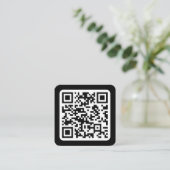 Bewerkbare moderne QR-code | Zwart wit of elke kle Vierkante Visitekaartje (Staand voorkant)
