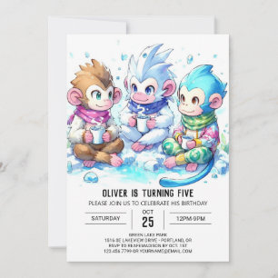 Bewerkbare Monkey Birthday Kaart