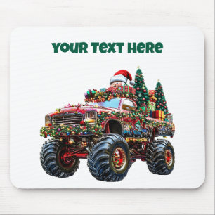 Bewerkbare Monster Truck Christmas Mousepad Muismat