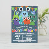Bewerkbare Monster Verjaardagsfeestuitnodiging Kaart (Staand voorkant)