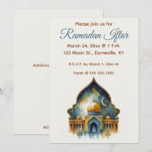 Bewerkbare moskee en maan ramadan iftar kaart (Voorkant / Achterkant)