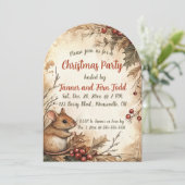 Bewerkbare muis en bessen kerstfeest kaart (Staand voorkant)