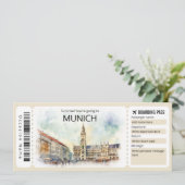 Bewerkbare München Vliegticket Duitsland Boarding Kaart (Staand voorkant)