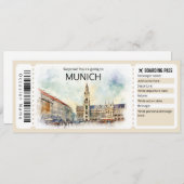 Bewerkbare München Vliegticket Duitsland Boarding Kaart (Voorkant / Achterkant)