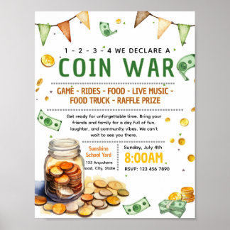 Bewerkbare munt oorlog penny oorlog fondsenwervend poster