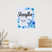 Bewerkbare naam Betekenis Wandkunst - Blauwe bloem Poster (Keuken)