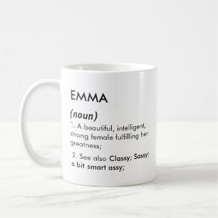 Bewerkbare naam Emma definitie, aangepaste naam Koffiemok