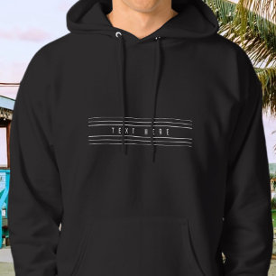Bewerkbare naam en geometrische strepen Zwart-wi Hoodie