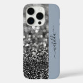 BEWERKBARE naam Glitter Bokeh grafiet & stoffig bl Case-Mate iPhone Case (Achterkant)