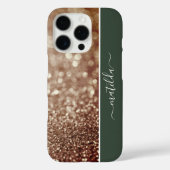 BEWERKBARE naam Glitter Bokeh roos goud & diepgroe Case-Mate iPhone Case (Achterkant)